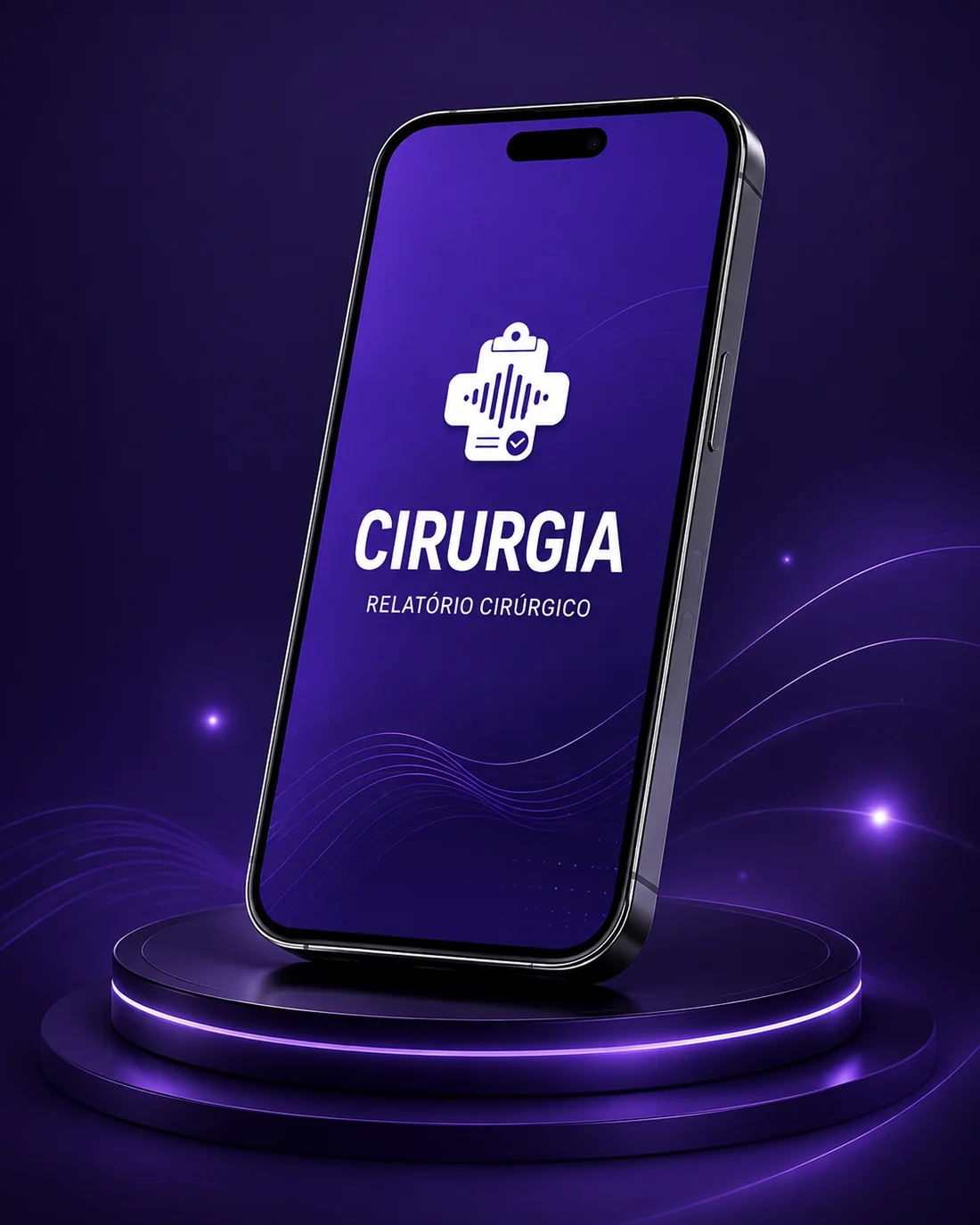 Celular exibindo o relatório cirúrgico no ProntoVoz